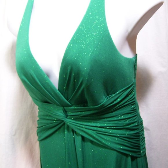 Shelli Segal Laundry Prom Green Sparkle Sexy Evening Gown Size 14 NWOT - Picture 3 of 5